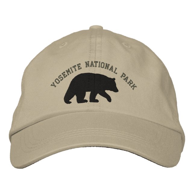 Black Bear Silhouette Yosemite National Park Embroidered Hat (Front)