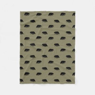 Black Bear Silhouettes Pattern Fleece Blanket
