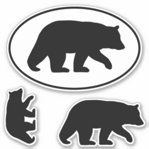 Black Bear Silhouettes Wildlife Vinyl Sticker Set