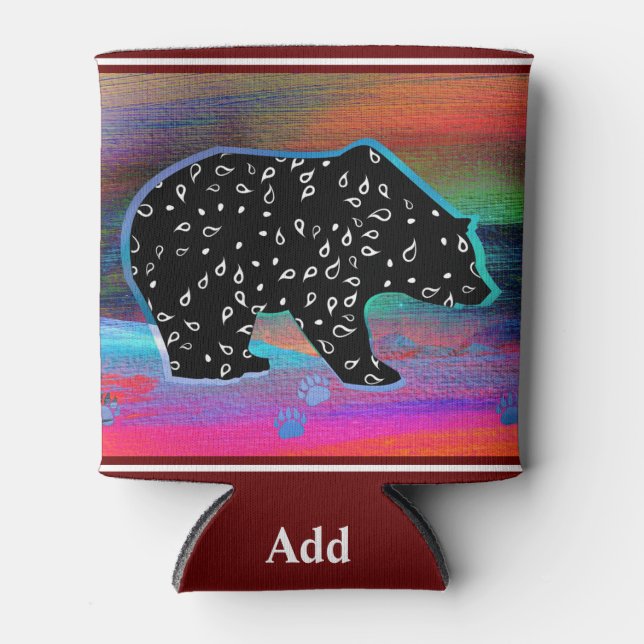 Black Bear Spirit Northern Light Colours Can Coole Can Cooler (Front)