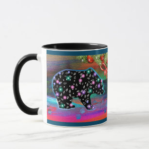 Black Bear Spirit Northern Light Colours Christmas Mug
