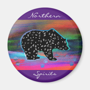 Black Bear Spirit Northern Light Colours Magnet