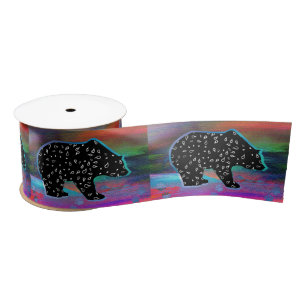 Black Bear Spirit Northern Light Colours Satin Ribbon