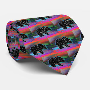 Black Bear Spirit Northern Light Colours Tie
