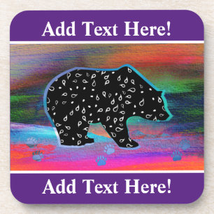 Black Bear Spirit Northern Lights Beverage Coaster