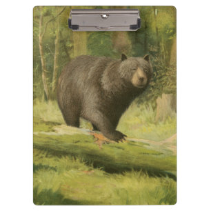 Black Bear Stepping on a Tree Trunk Clipboard