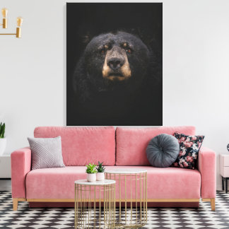 BLACK BEAR Stretched Canvas Print
