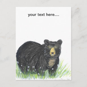 Black bear teddy bear postcard