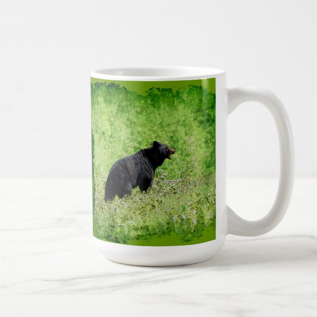 Black Bear Walking in Grass Art Coffee Mug (Right)