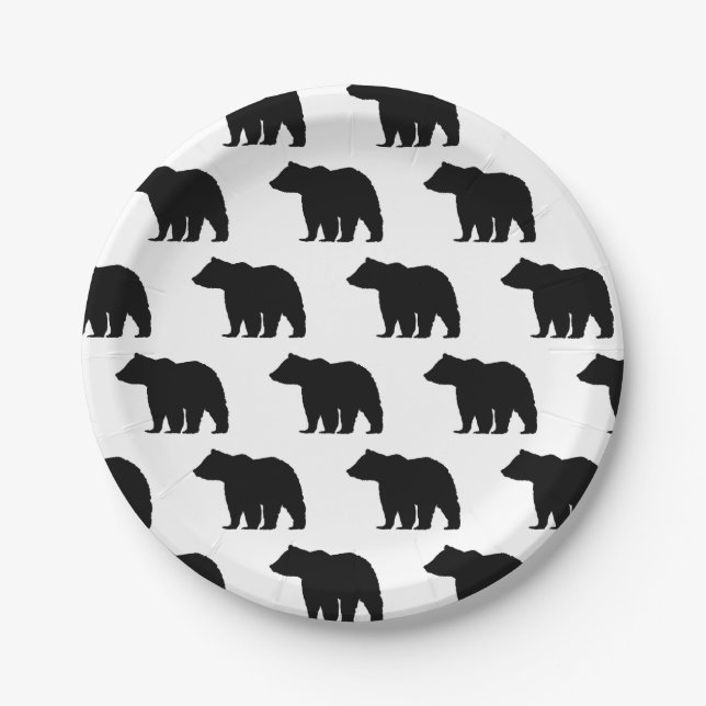Black Bear Wilderness Camper Paper Plates (Front)