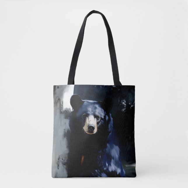 Black Bear Wildlife Art Tote Bag (Front)
