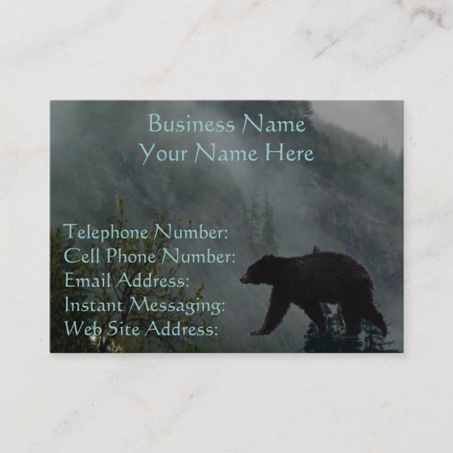 Black Bear Wildlife & Misty Forest Business Cards (Front)