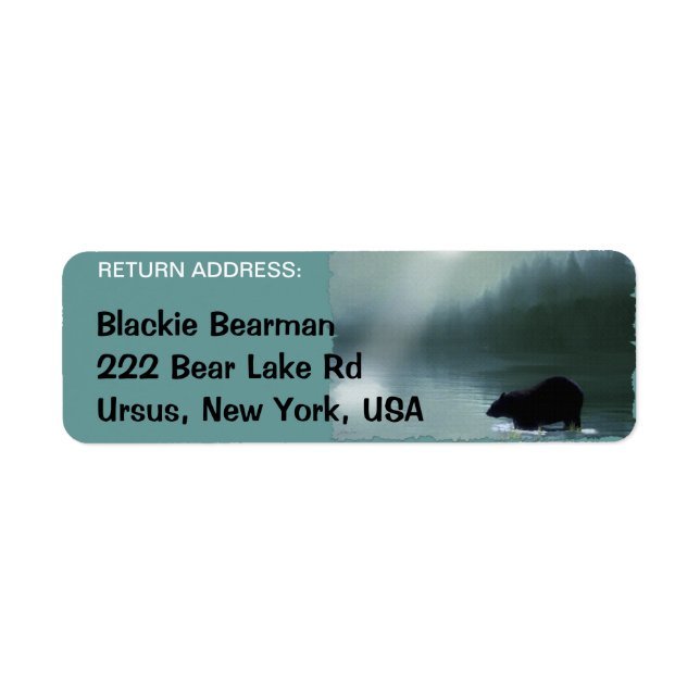 BLACK BEAR Wildlife Return Address Labels (Front)