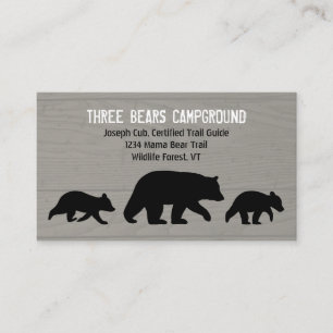 Black Bear with Cubs Silhouettes Business Card