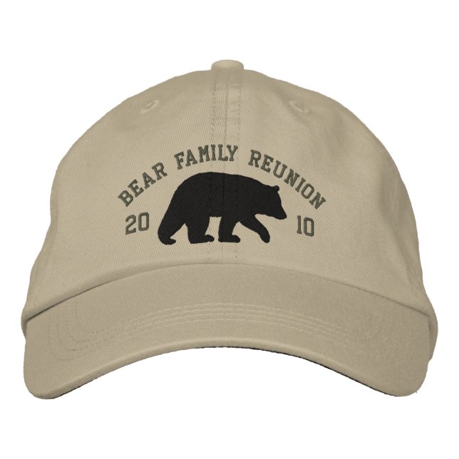 Black Bear with Customisable Text Embroidered Hat (Front)
