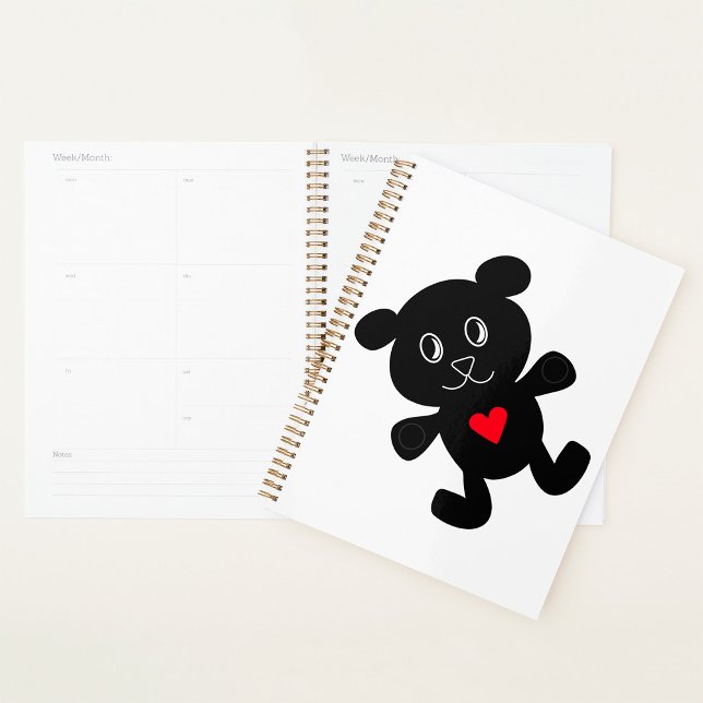 Black Bear with Red Heart Planner (Creator Uploaded)