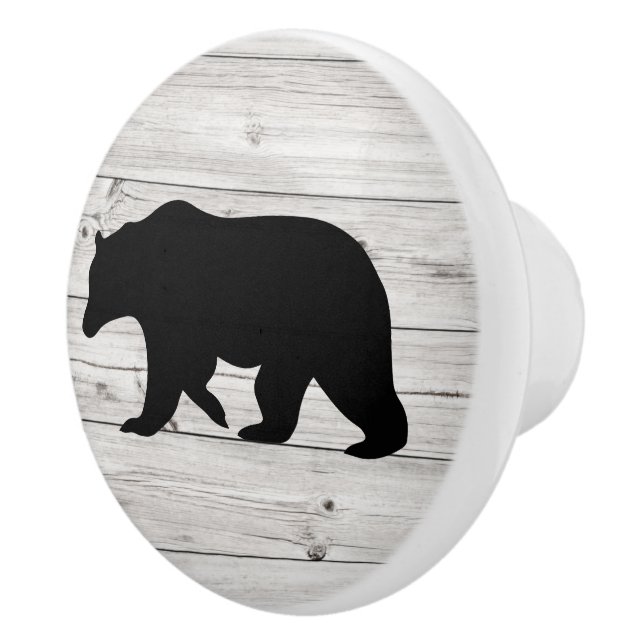 Black Bear Wood Plank Farmhouse Ceramic Knob (Right)