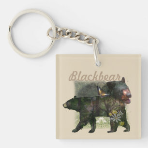 Black Bear Woodland Within Key Ring