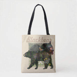 Black Bear Woodland Within Tote Bag