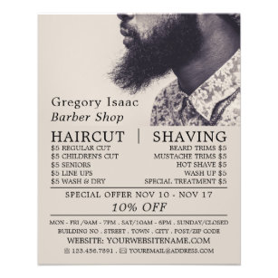 Black Beard Model, Men's Barbers Advertising Flyer