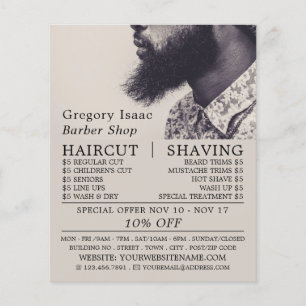 Black Beard Model, Men's Barbers Advertising Flyer