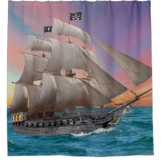 BLACK-BEARD’S PIRATE SHIP SHOWER CURTAIN