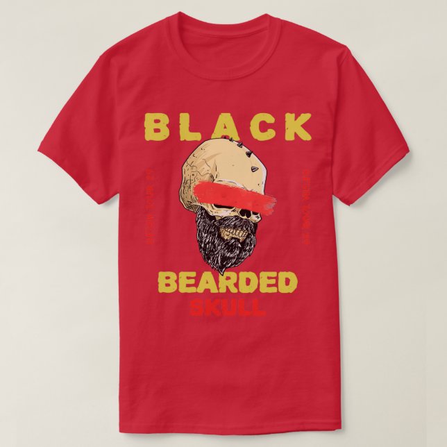 Black Bearded Skull t T-Shirt (Design Front)