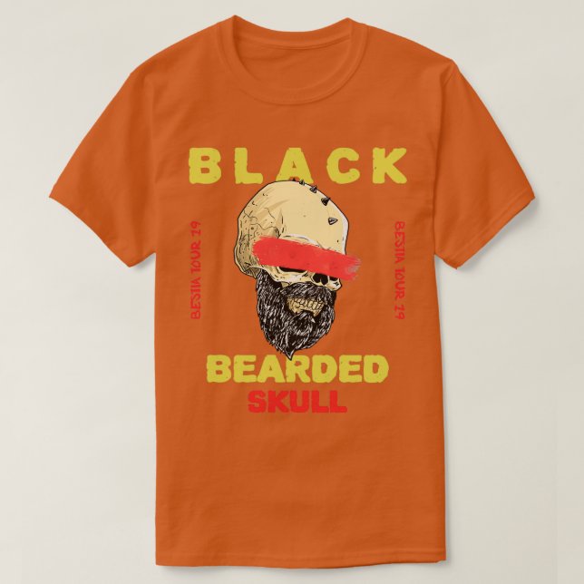 Black Bearded Skull tshirt (Design Front)
