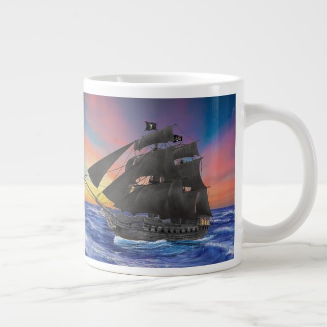 Black Beard's Pirate Ship Large Coffee Mug (Right)