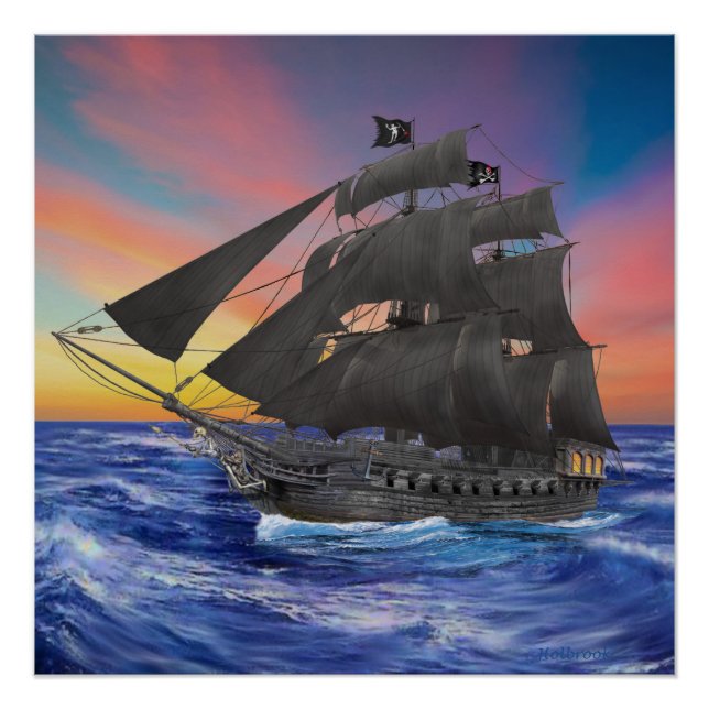 Black Beard's Pirate Ship Poster (Front)