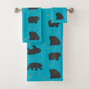 Black Bears Bath Towel Set