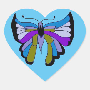 Black Beauty Butterfly in Blue Heart Sticker