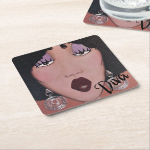 “Black Beauty Diva” SQUARE PAPER COASTER