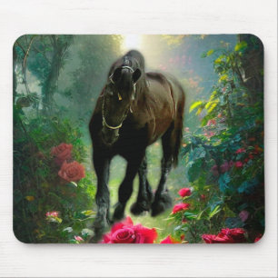 Black Beauty Friesian Horse Fantasy - Mouse Pad