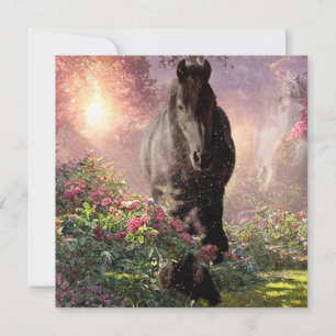 Black Beauty Friesian Horse - Greeting Card