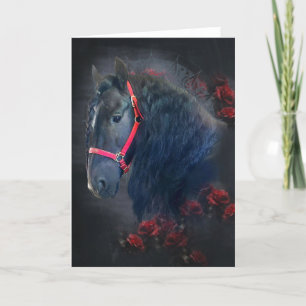Black Beauty Friesian Horse - Greeting Card