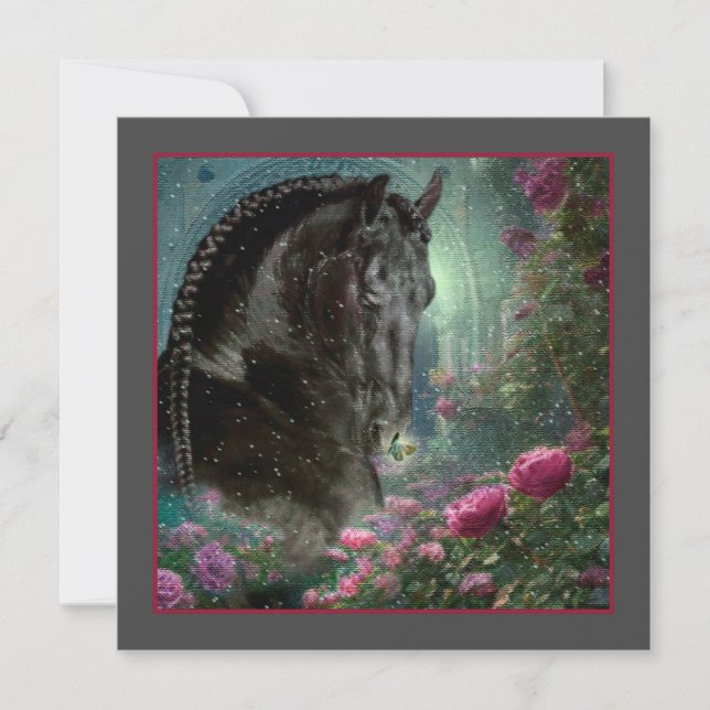 Black Beauty Friesian Horse - Greeting Card (Front)