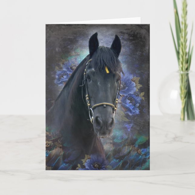 Black Beauty Friesian Horse - Greeting Card (Front)