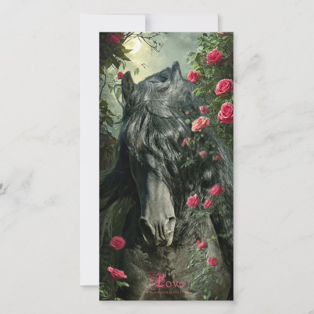 Black Beauty Friesian Horse - Greeting Card (Front)