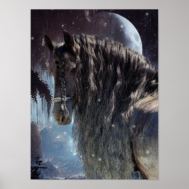 Black Beauty Friesian Horse - Poster (Front)