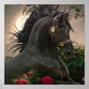 Black Beauty Friesian Horse - Poster