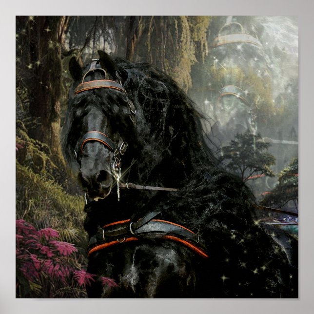 Black Beauty Friesian Horse - Poster (Front)