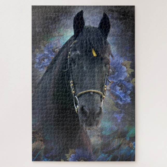 Black Beauty Friesian Horse - Puzzle (Vertical)
