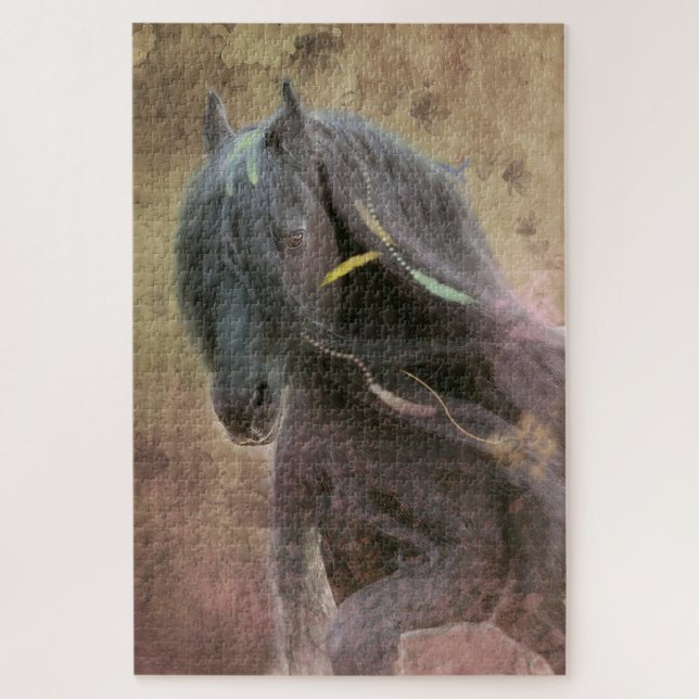 Black Beauty Friesian Horse - Puzzle (Vertical)