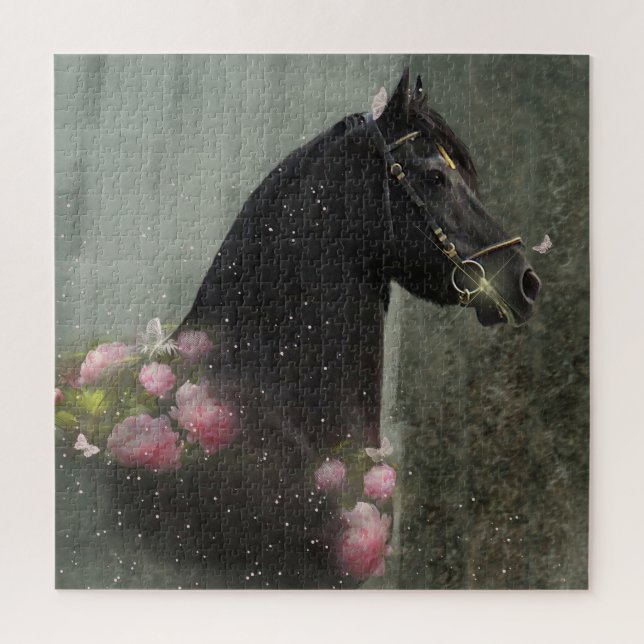 Black Beauty Friesian Horse - Puzzle (Vertical)