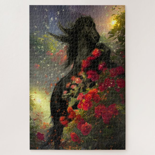 Black Beauty Friesian Horse - Puzzle (Vertical)