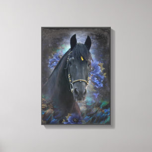 Black Beauty Friesian Horse - Wrapped Canvas