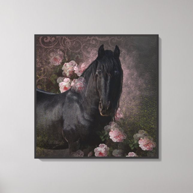 Black Beauty Friesian Horse - Wrapped Canvas (Front)