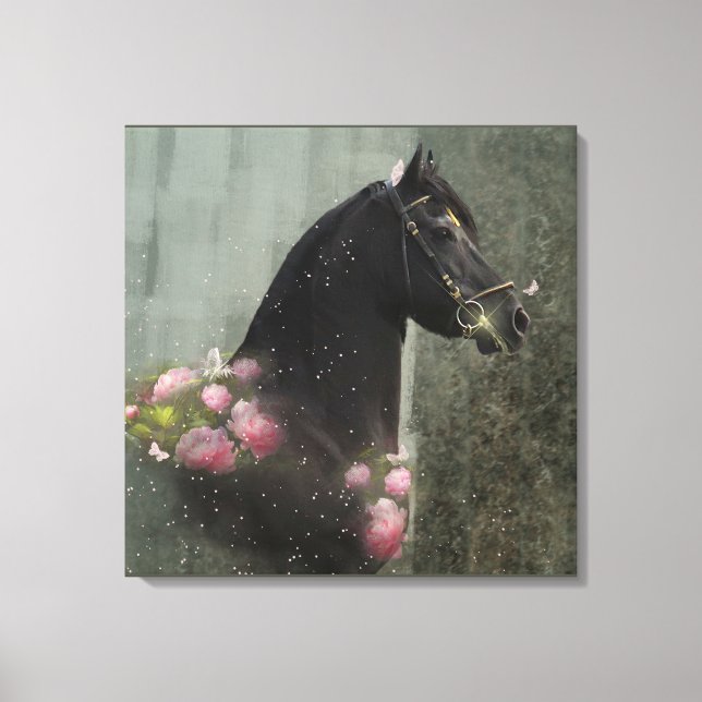 Black Beauty Friesian Horse - Wrapped Canvas (Front)