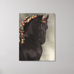 Black Beauty Friesian Horse - Wrapped Canvas